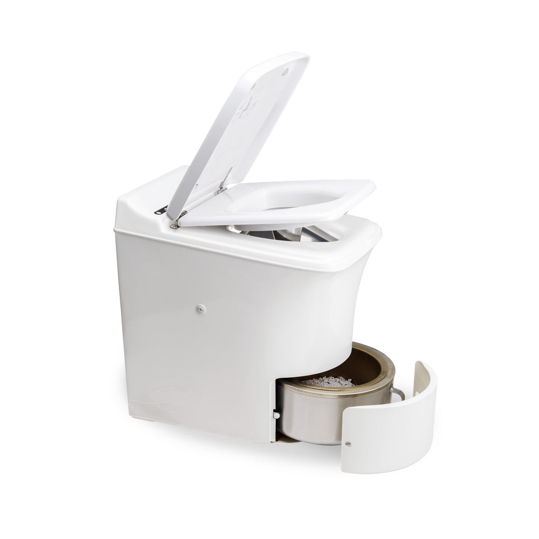 Cinderella Classic incineration toilet with its ashcontainer out