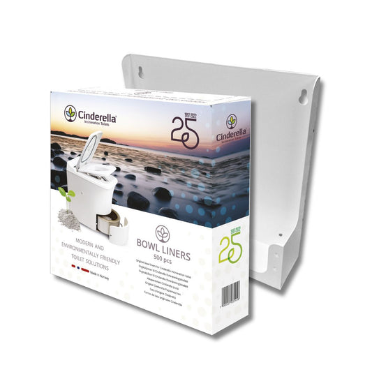 Cinderella papperspåsar levereras med praktisk linerhållare i stål.